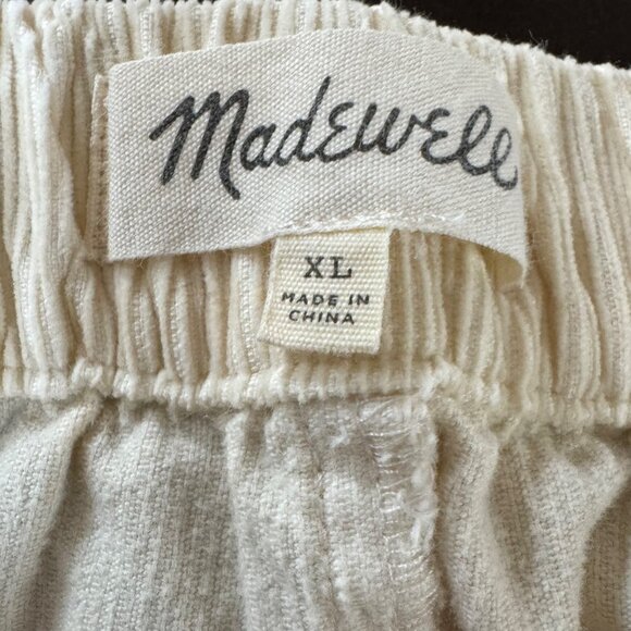 MADEWELL Free & Free Corduroy Elastic Waist Pull On Shorts With Pockets Cream XL - Picture 6 of 11